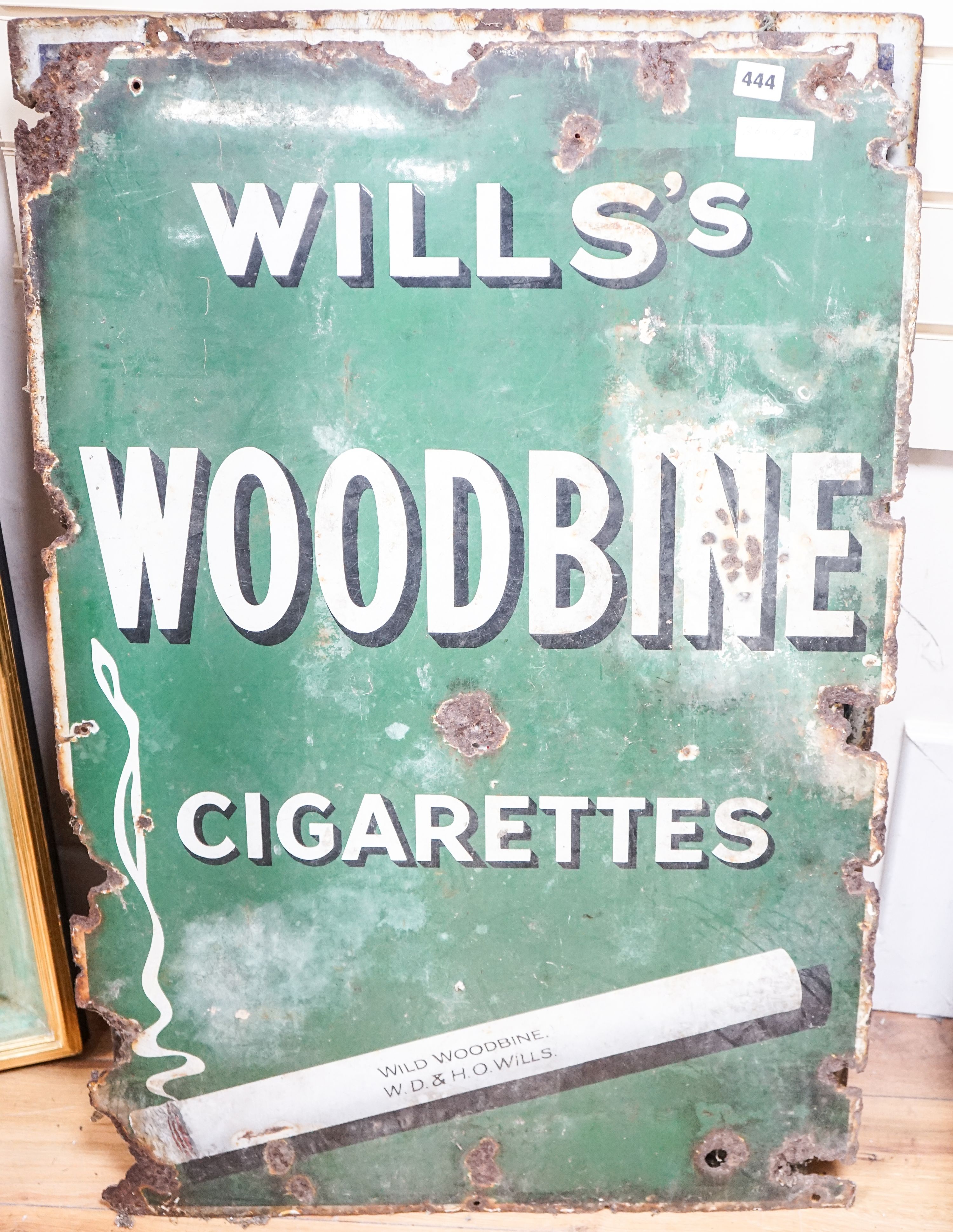 Three enamel advertising signs, one in poor condition, tallest 92cm